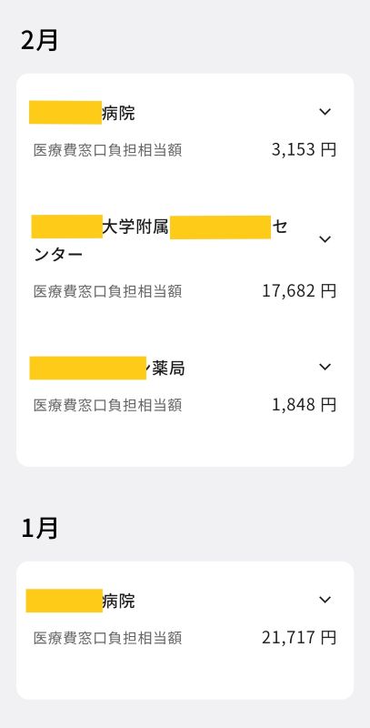 高額な医療費のスクリーンショット